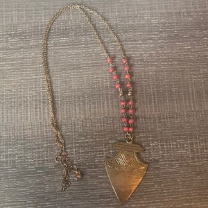 Bronze and Coral long Necklace